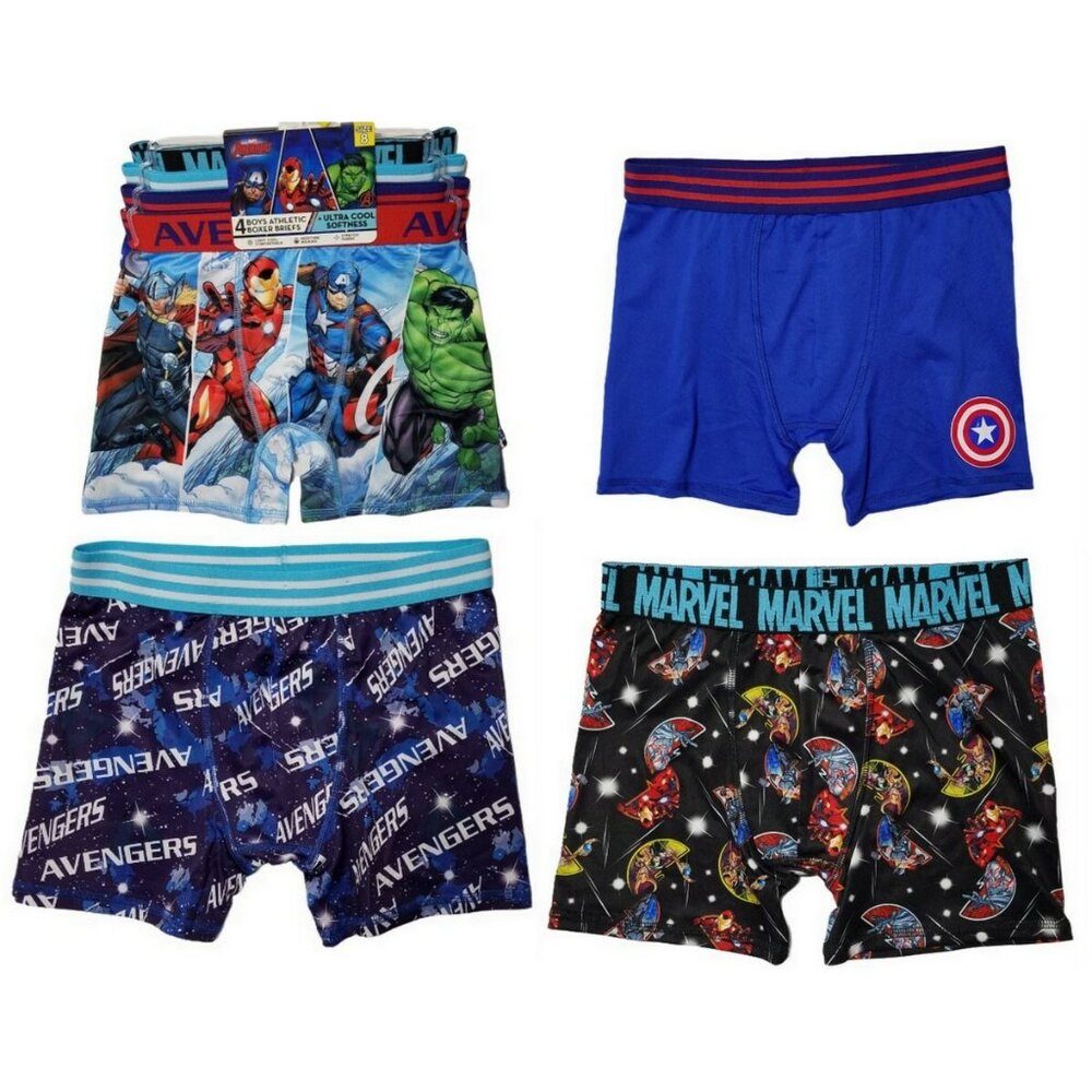 Marvel Avengers Boys 4-Pack Athletic Boxer Briefs Size 8 Ultra Cool Soft NWT